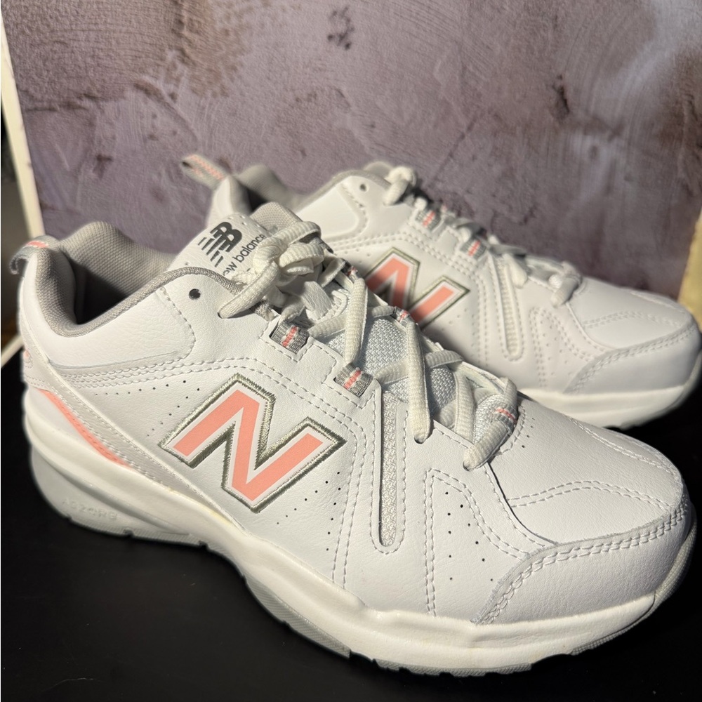 New! Womens New Balance 608v5 White/Pink Athletic Shoes. Size 6.5 D wiseNice NIB